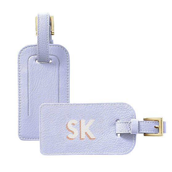 Leather Luggage Tag, Lilac, Printed | Mark and Graham