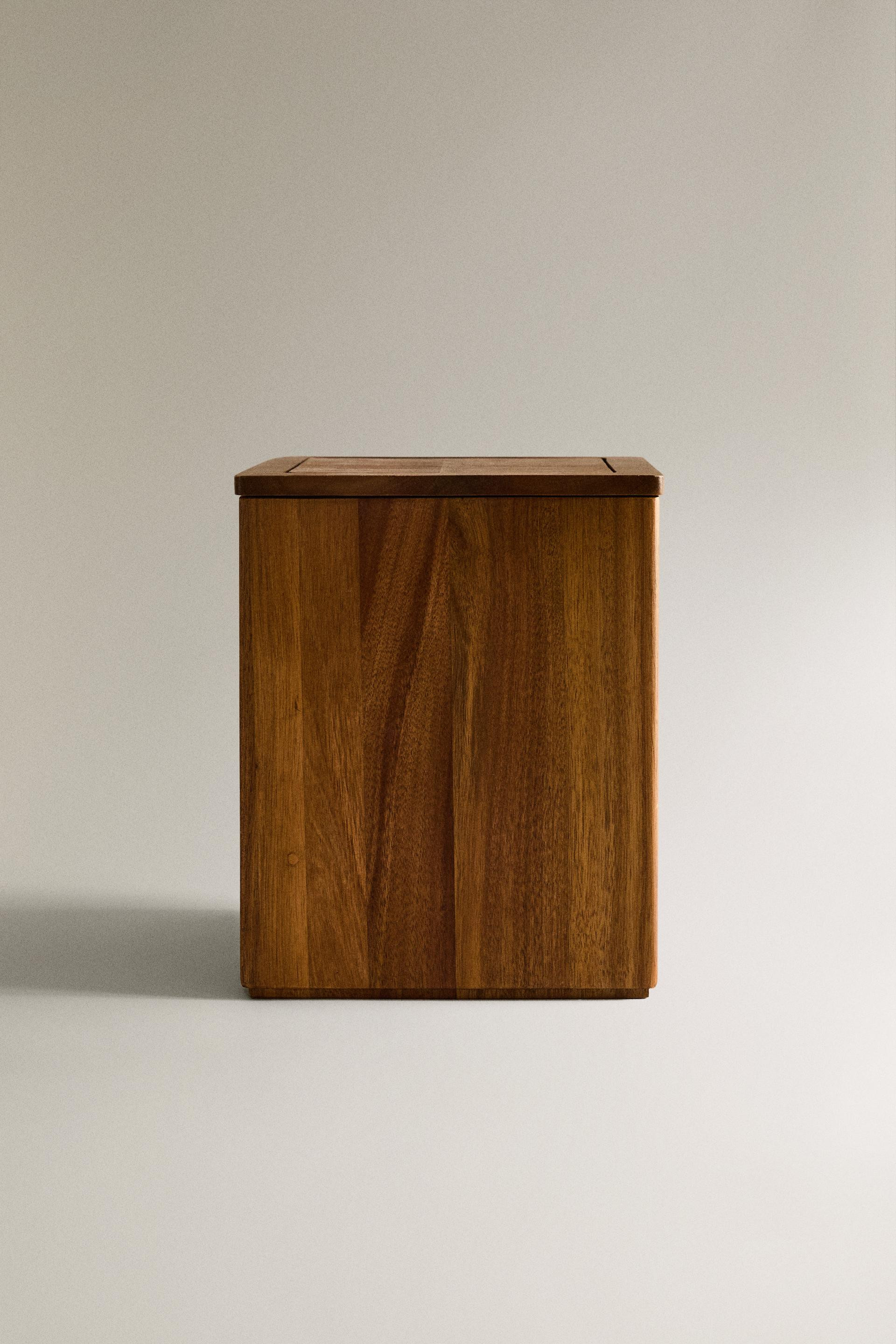 SQUARE WOODEN BATHROOM BIN - Light beige - ONE SIZE ONLY | Zara US