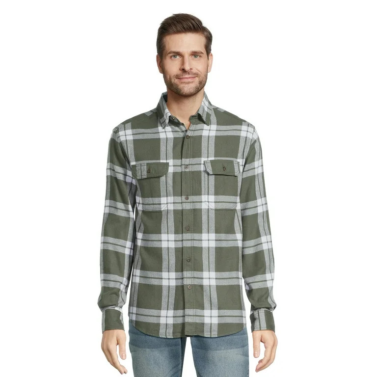 George Men's Long Sleeve Flannel Shirt, Sizes XS-3XLT | Walmart (US)