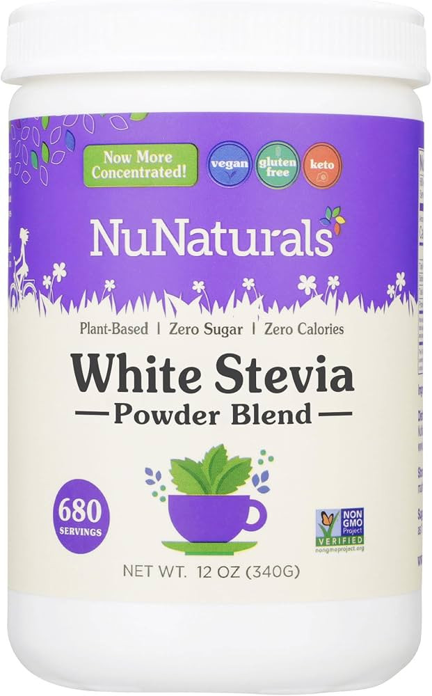NuNaturals White Stevia Powder Blend, Plant-Based Sugar Substitute, Zero Calorie Sweetener, 12 oz | Amazon (US)
