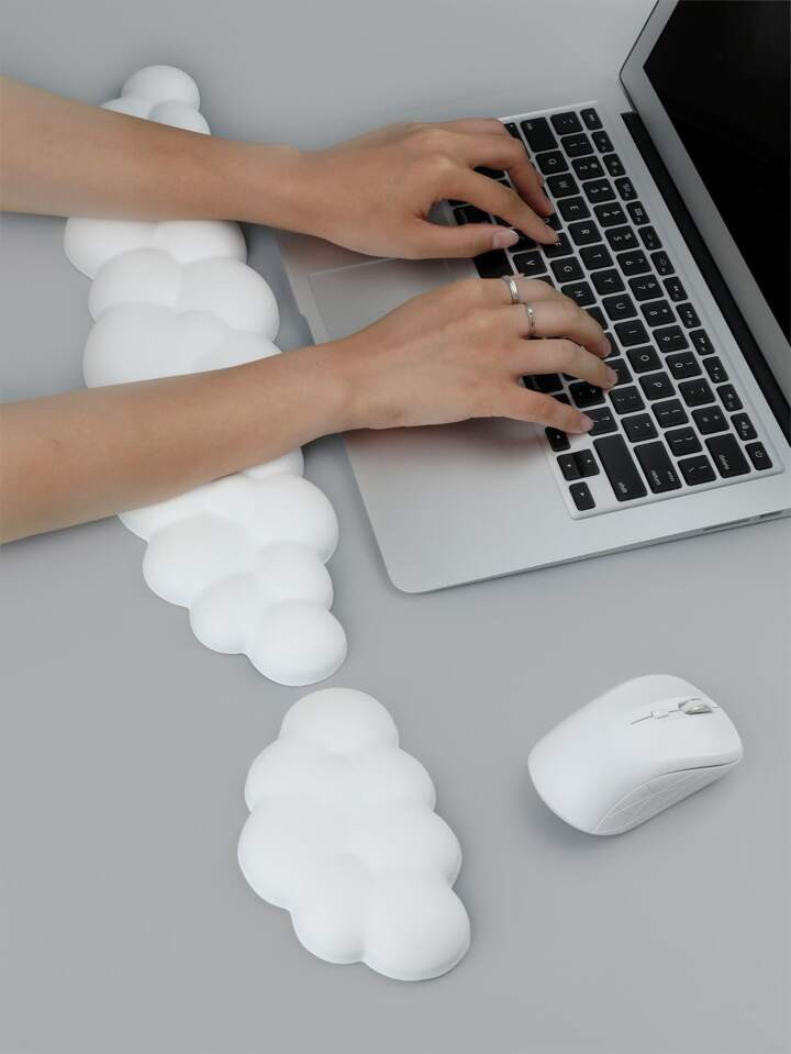 2pcs/set Cloud-shaped Mouse Pad And Keyboard Wrist Rest Support Pad For Women And Men - Non-skid ... | SHEIN