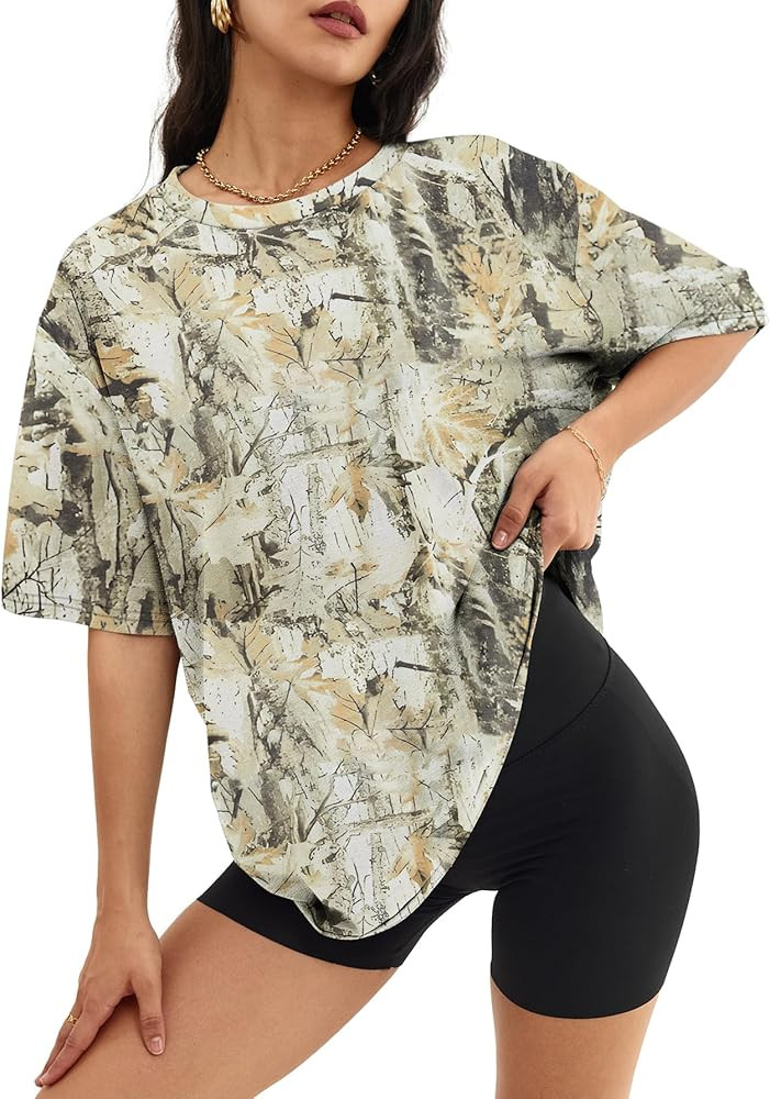 ATHMILE Womens Oversized T Shirts Casual Tee Workout Tops Gym Clothes Summer Loose Fit Short Slee... | Amazon (US)