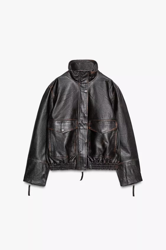 ZW COLLECTION LIMITED EDITION LEATHER BOMBER JACKET | Zara US
