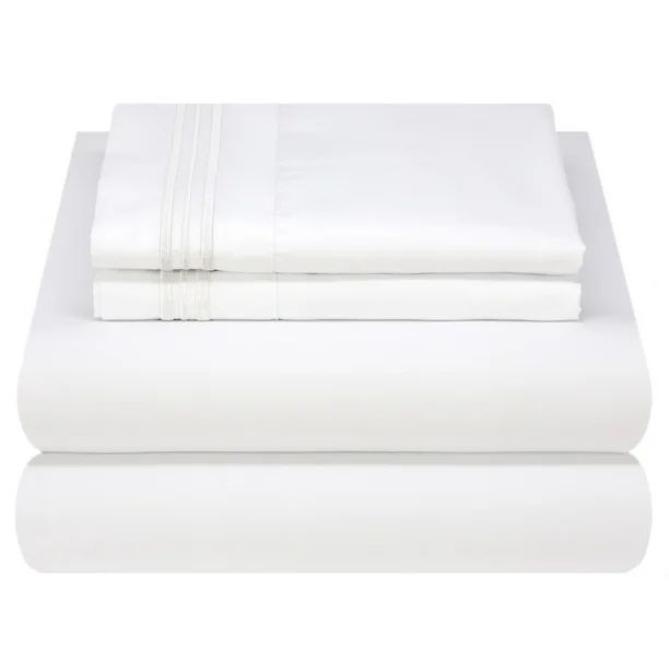 Mezzati 1800 Thread Count Brushed Microfiber Prestige Collection Luxury Bed Sheets Set, Queen, Wh... | Walmart (US)