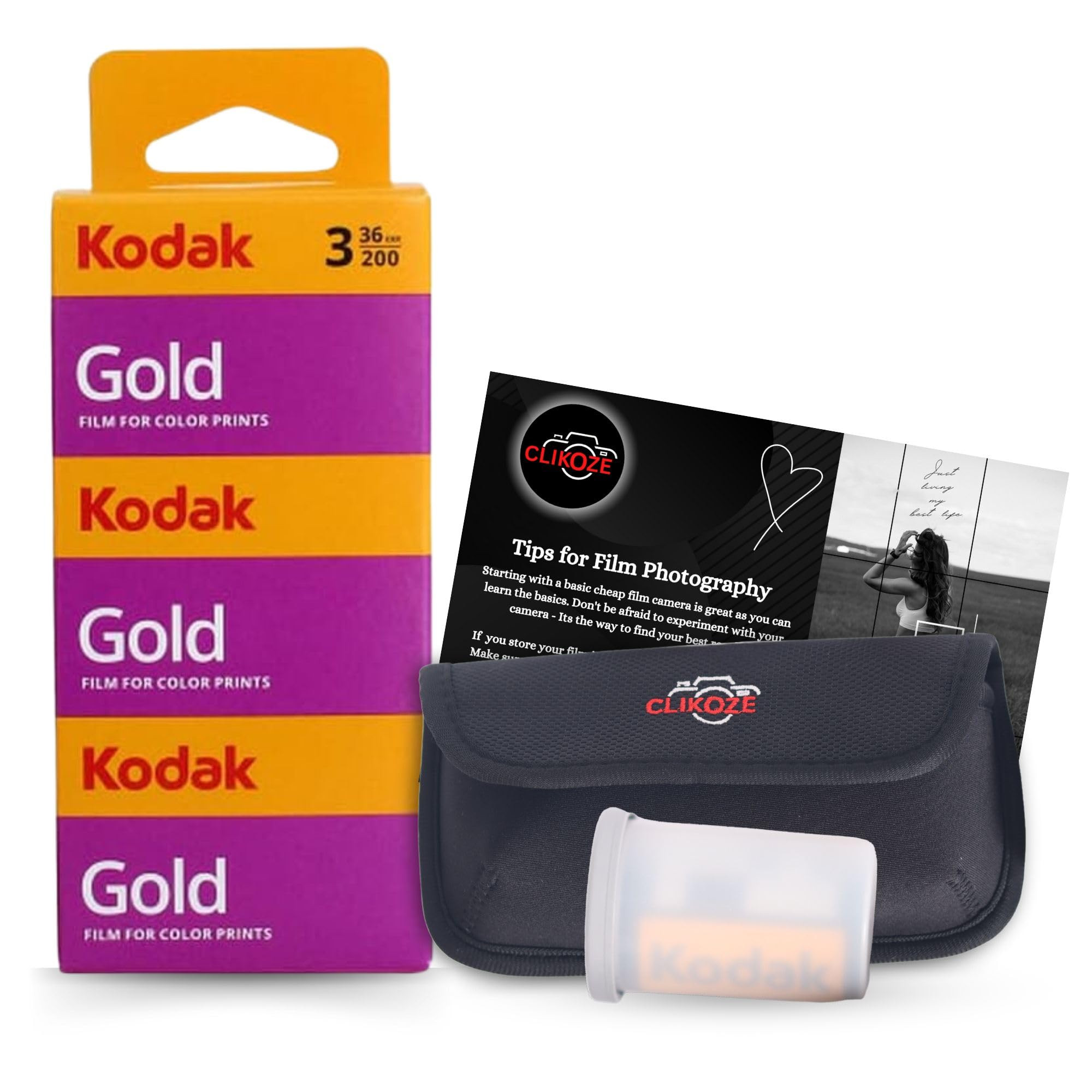 Kodak Gold 35mm Colour Film Bundle - 36 Exposures x3, Four Film Case & Tips Card | Amazon (UK)