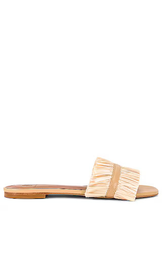 x REVOLVE Frayed Raffia Flat Sandal in Cream Raffia | Revolve Clothing (Global)