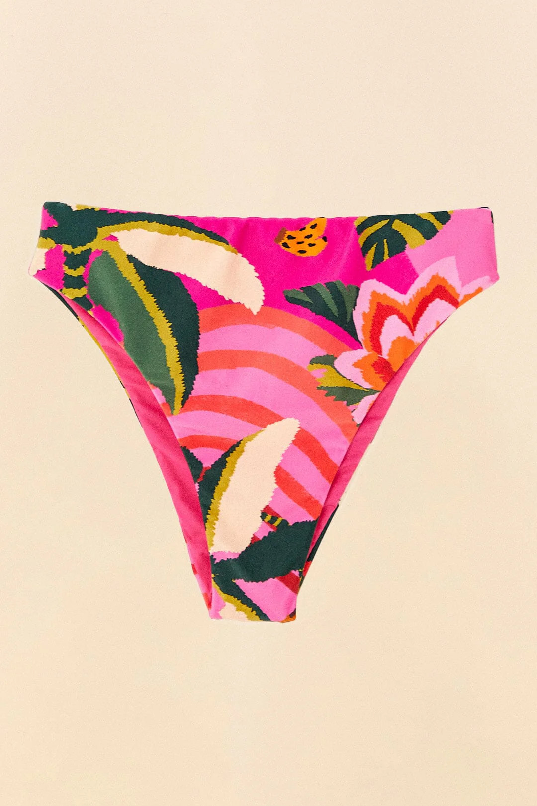 Pink Leopard Forest High Waisted Bikini Bottom | FarmRio (US)