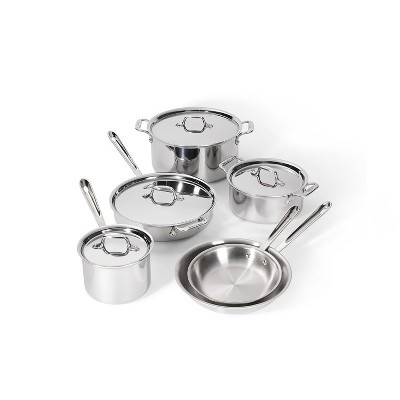 All-Clad 10pc Stainless Steel Cookware Set, 3-Ply Bonded, Silver | Target