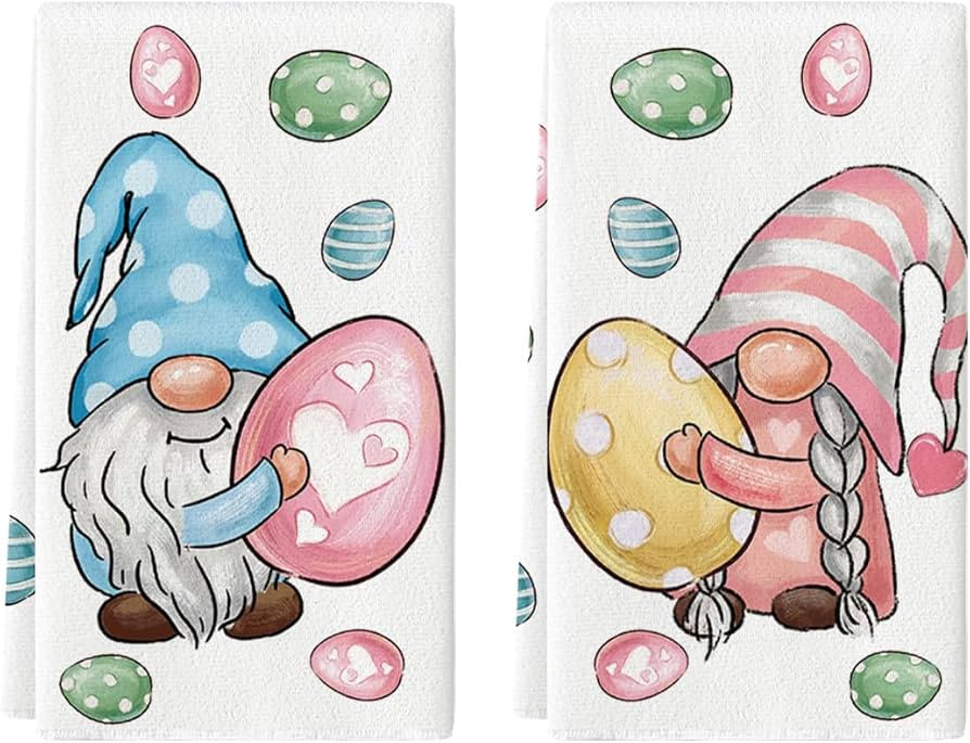 Artoid Mode Colorful Eggs Gnome Easter Kitchen Towels Dish Towels, 18x26 Inch Seasonal Spring Dec... | Amazon (US)