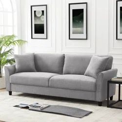 Averick 85" Linen Flared Arm Sofa with Reversible Cushions | Wayfair North America