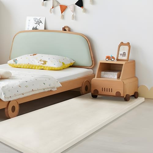 Huloo Sleep Play Mat for Babies Toddlers,1.3" Thick Elasti-Foam Anti-Fall Cushion Mat for Kids Room,28×72 Bedroom Bedside Rugs,Water-Repellent Soft Coral Velvet,Non-Slip(Cream) | Amazon (US)