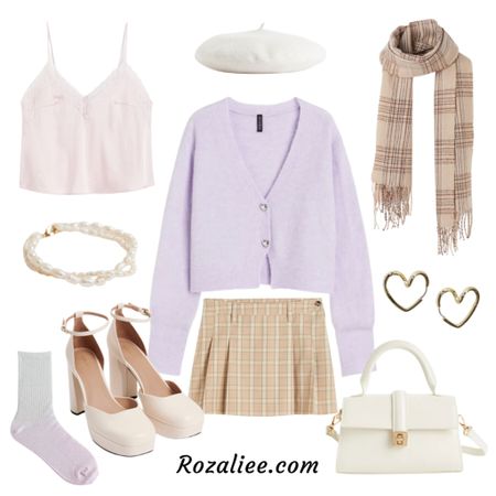 Coquette Outfit #3

Coquette Outfit with mini skirt
Lilac cardigan lavender cardigan
Plaid mini skirt plaid scarf
Checked mini skirt checked scarf
White beret white handbag
White platform heels
Heart earrings pearl bracelet
Lace camisole top
Coquette Outfit with beret

#LTKstyletip #LTKshoecrush #LTKSeasonal