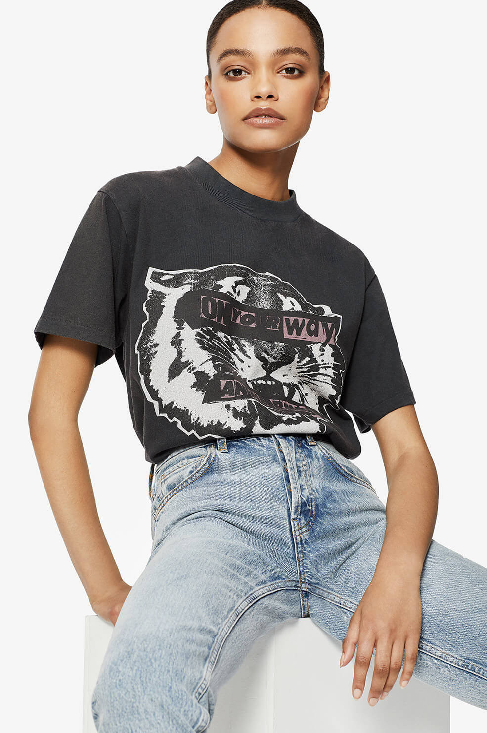 Lili Tee Tiger Eyes - Black | ANINE BING