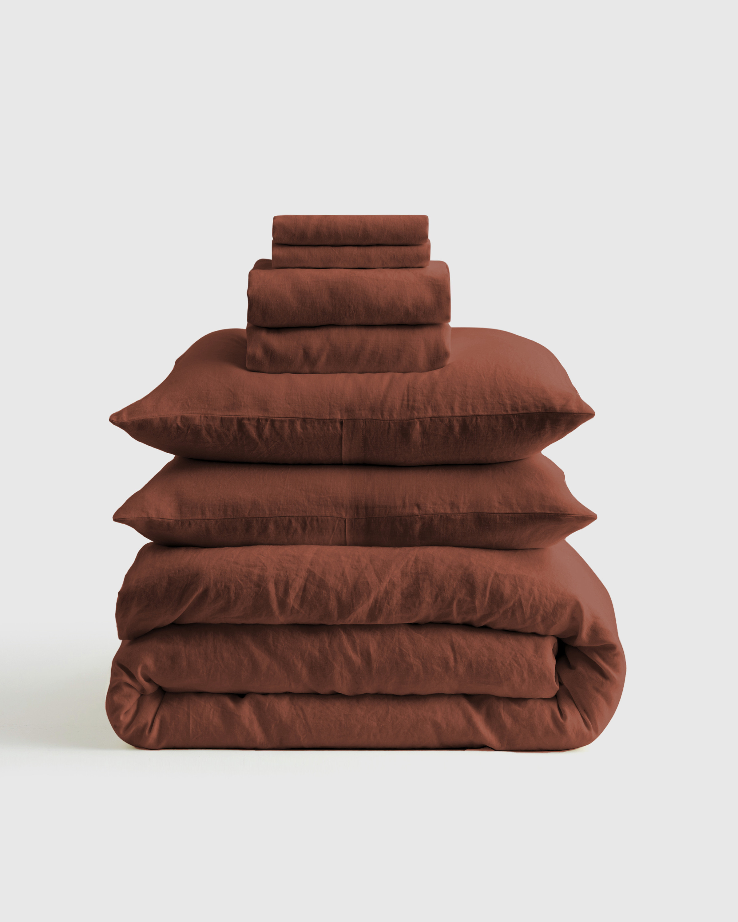 Quince | European Linen Deluxe Bedding Bundle in Bordeaux, Size Twin | Quince