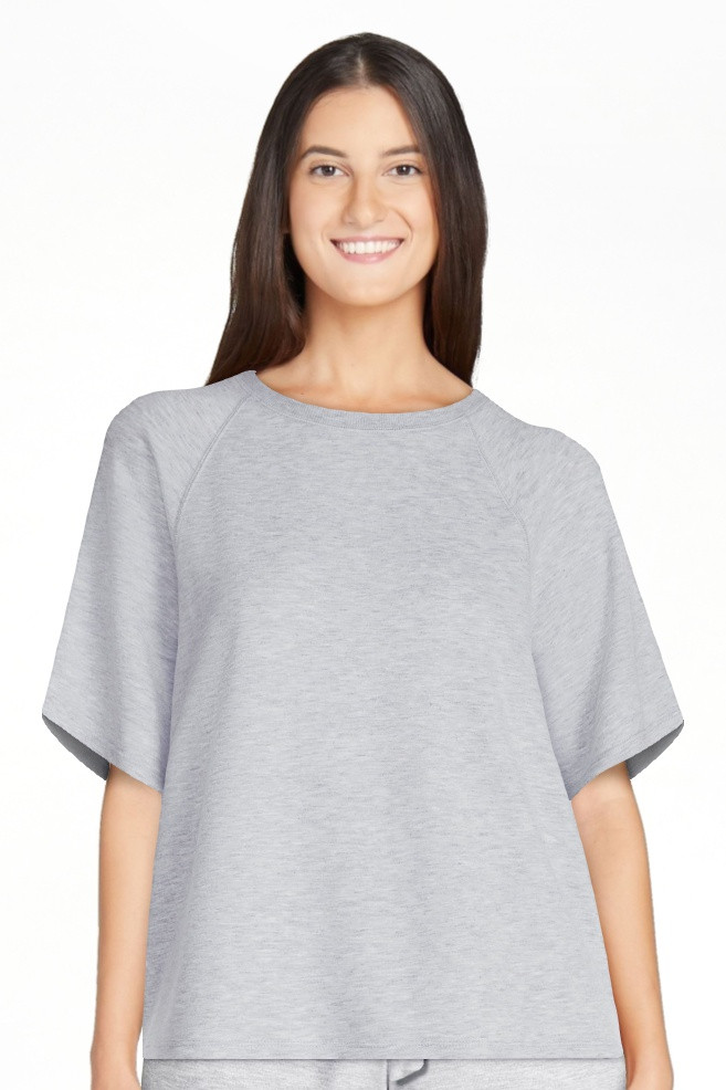 Joyspun Women's French Terry Knit Sleep Top with Short Sleeves, Sizes XS-3X | Walmart (US)