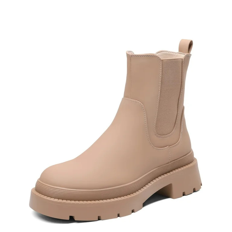 DREAM PAIRS Women's Chelsea Ankle Boots Platform Booties Shoes SDAB2210W NUDE Size 7.5 | Walmart (US)