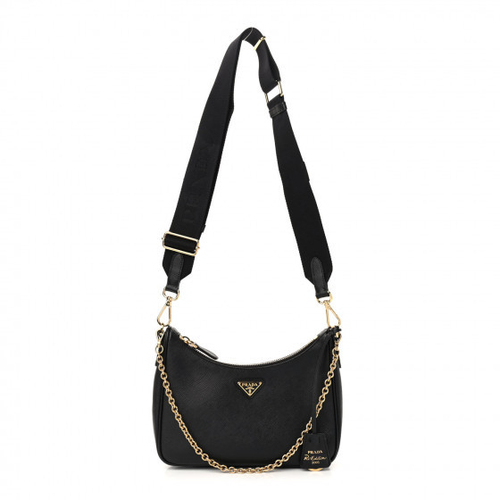 PRADA Saffiano Lux Re-Edition 2005 Shoulder Bag Black | Fashionphile