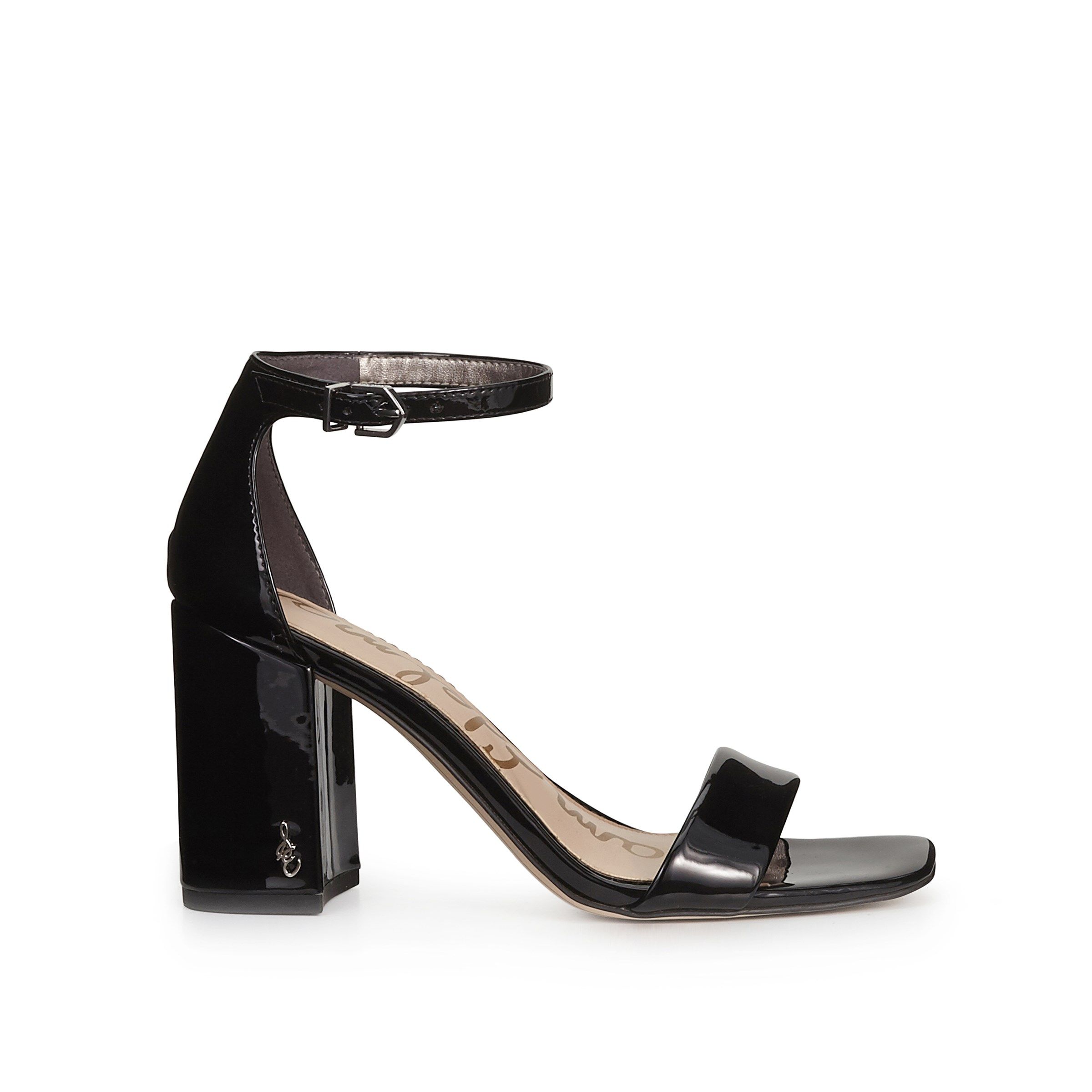 Sam Edelman Daniella Block Heel Sandal Black Patent | Sam Edelman