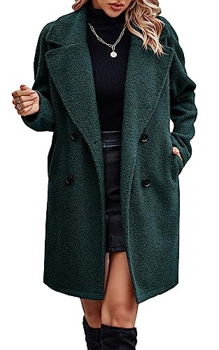 Angashion Women Long Sherpa Coat - Fuzzy Faux Fur Trench Jackets Winter Fleece Button Cardigan wi... | Amazon (US)
