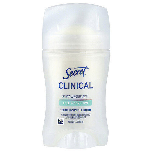 Secret, Clinical 100 HR Invisible Solid Deodorant, Free & Sensitive, 1.6 oz (45 g) | iHerb