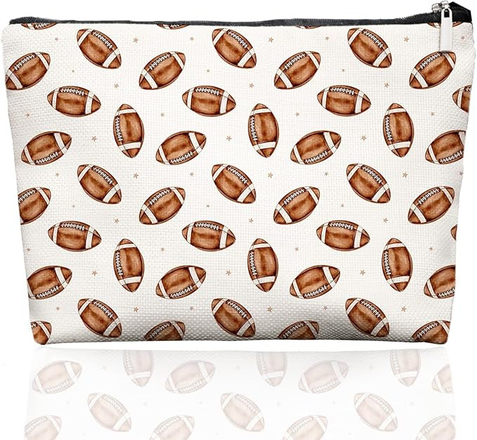 Football Makeup Bag for Women Girls, Game Day Cosmetic Pouch, Sports Lover Gift Bag for Football ... | Amazon (US)