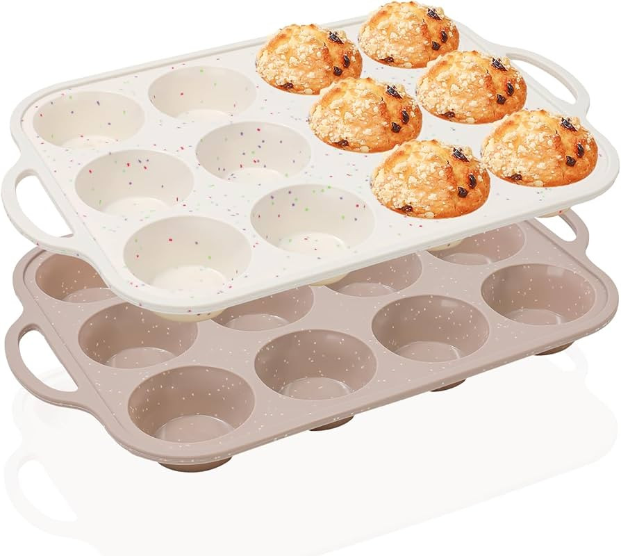 Vinino 2Pack Silicone Muffin Pans for Baking with Metal Reinforced Frame, 12 Cups Regular Size No... | Amazon (US)