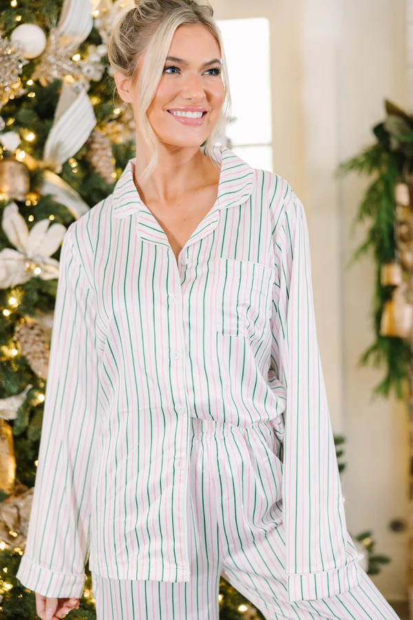 Staying In Striped L/S Pajama Set | The Mint Julep Boutique