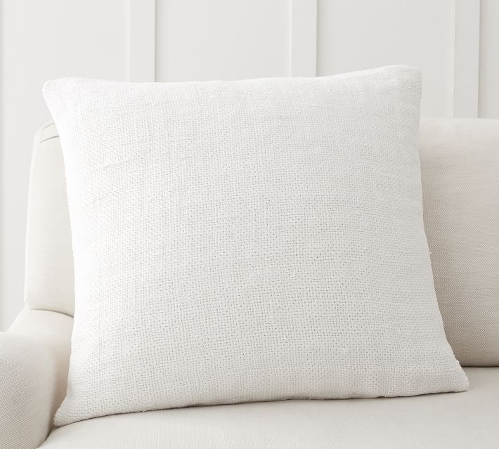 Faye Linen Textured Pillow Cover, 24 x 24", White | Pottery Barn (US)