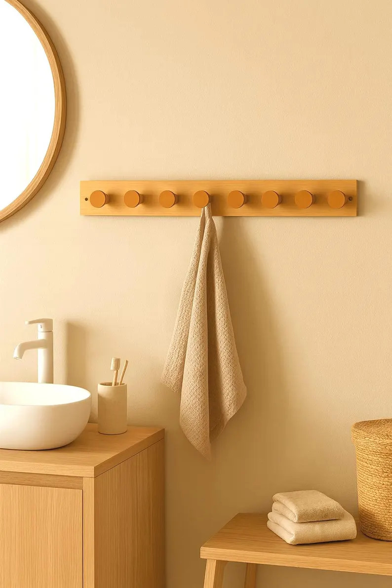 Floating pine wall hook - Wooden coat rack for entryway - Solid wood wall-mounted rack for coats ... | Etsy (US)