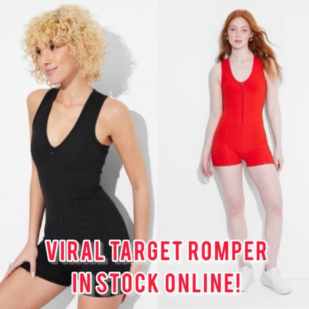 Wild fable zip front butterbliss knit romper! In stock now online only! Red romper summer outfit. Casual style. Summer style. Workout wear. Workout outfit. Fitness style

#LTKsalealert #LTKfitness #LTKSeasonal
