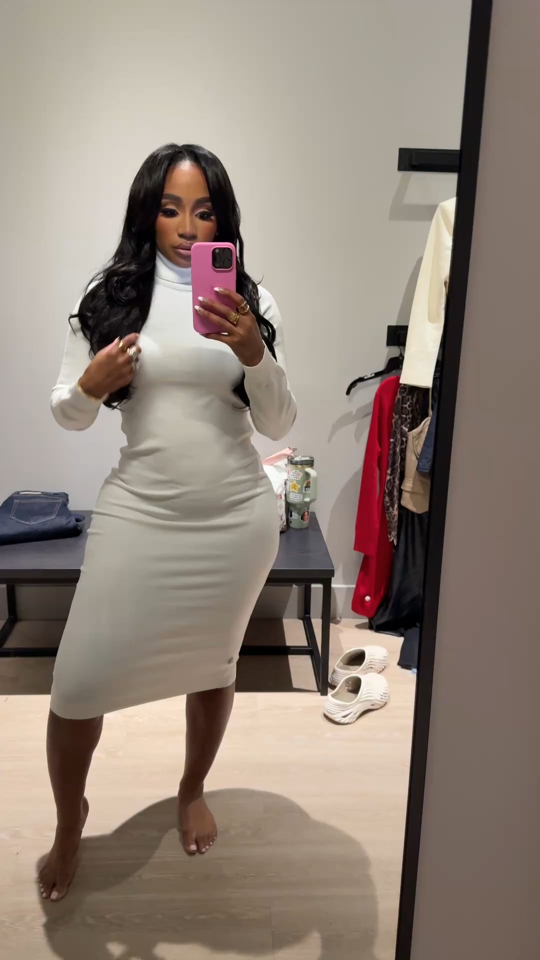 Mock neck long sleeve midi dress find on sale! 

#LTKootd #LTKFindsUnder50 #LTKSaleAlert