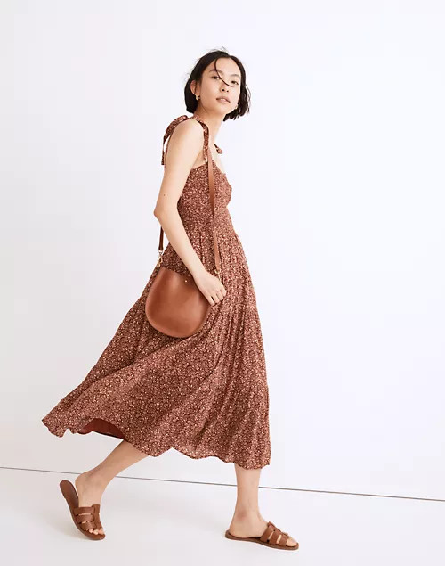 Lucie Tie-Strap Tiered Midi Dress in Florentine Floral | Madewell