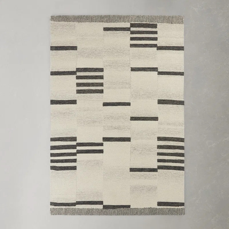 Uptown Handmade Tufted Wool Cream/Charcoal/Black Rug | Wayfair North America