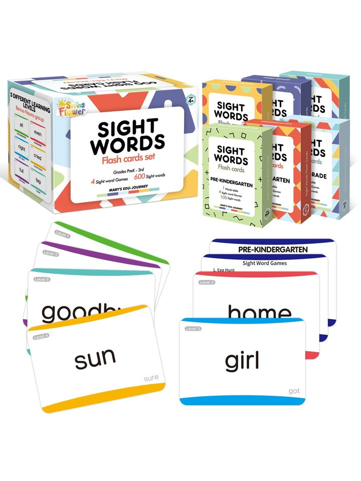 600 Sight Words, Dolch & Fry High Frequency Sight Word Flash Cards for Kindergarten Homeschool Su... | SHEIN