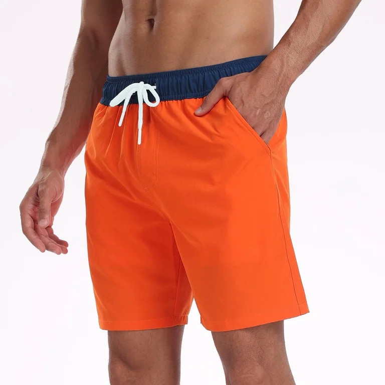 Hurxie Mens Swim Trunks Quick Dry Summer Beach Shorts Board Shorts with Pockets Orange,S | Walmart (US)