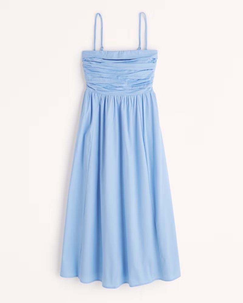 Women's Poplin Strapless Midi Dress | Women's Dresses & Jumpsuits | Abercrombie.com | Abercrombie & Fitch (UK)