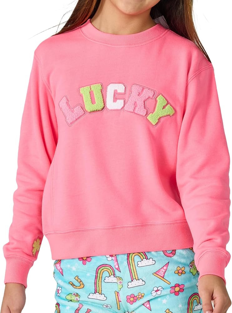 iscream Big Girls Softest Puff Fleece Crewneck Chenille Applique Sweatshirt | Amazon (US)
