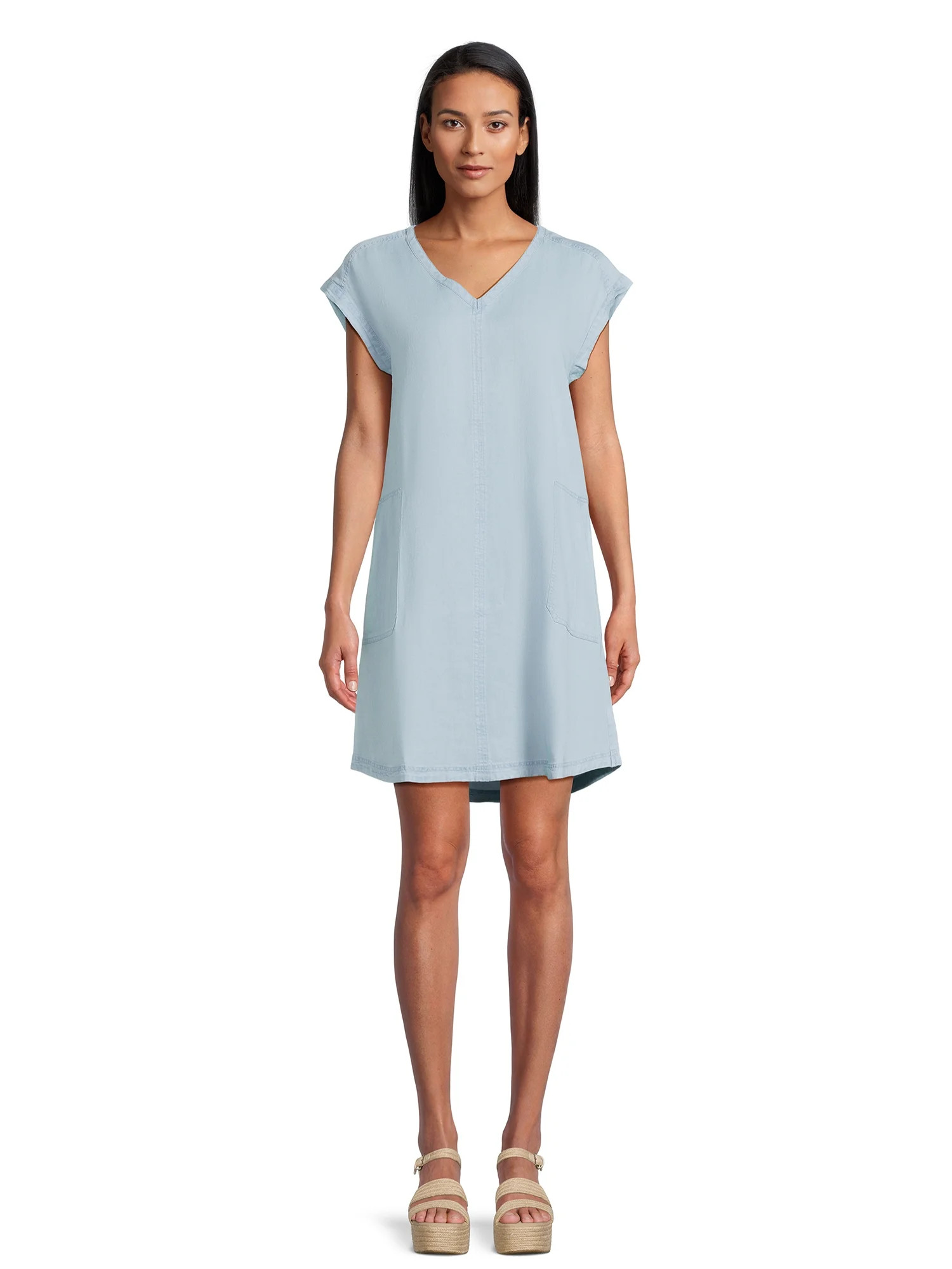 Time and Tru Women's Dolman Sleeve V-Neck Shirt Dress - Walmart.com | Walmart (US)