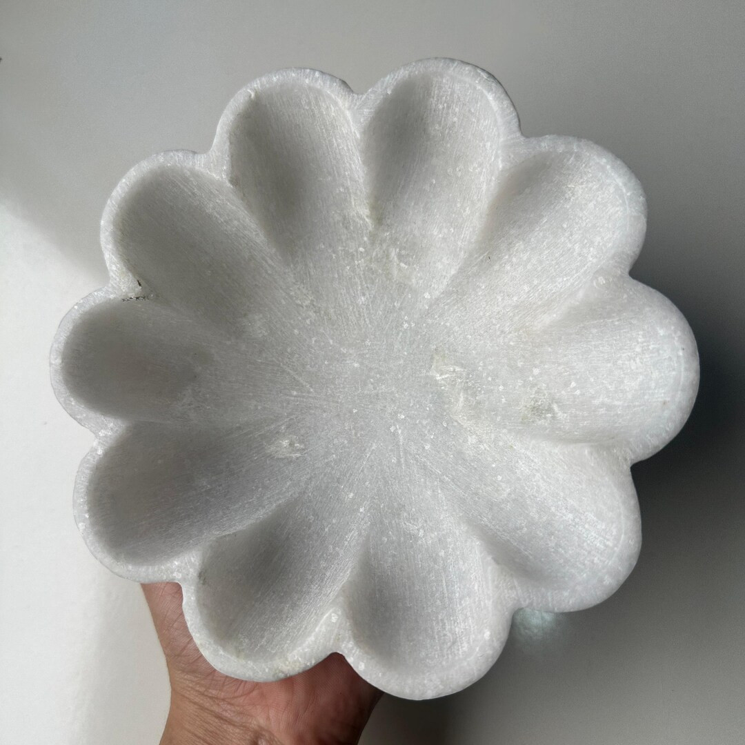 Fluted Marble Bowl, Ruffled Bowl, Scallop Bowl, Marble Flower Bowl, Home Decor, Housewarming Gift... | Etsy (US)