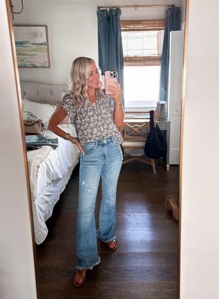 New Risen denim that feel like Mother! But under $70! 🥳 so soft & stretchy, with flared hem & raw edge. 

I’m in my usual 26. Code SUGARPLUM10 for extra 10% off! 

#LTKover40