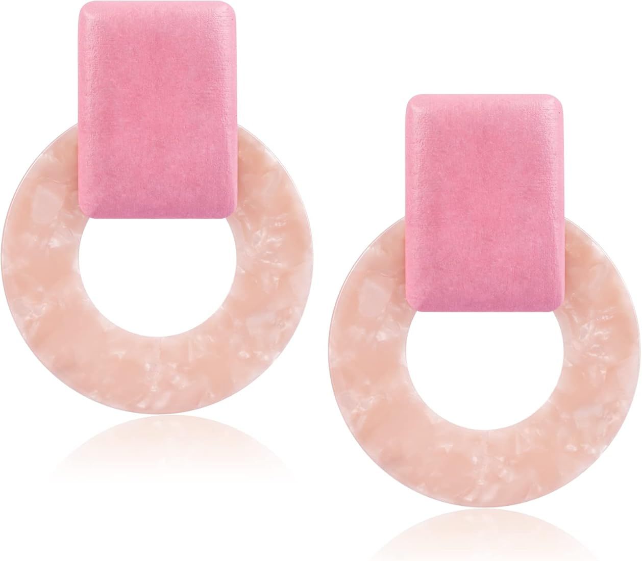 Acrylic Geometric Statement Earrings - Mottled Resin Lightweight Dangle Earrings for Party or Vac... | Amazon (US)