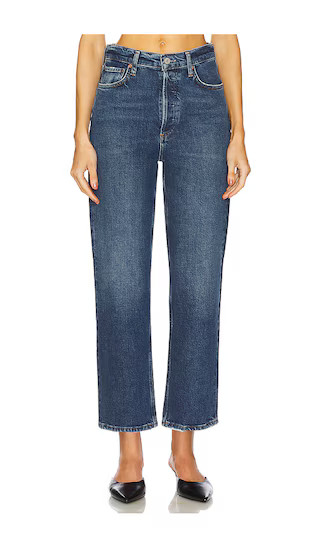 AGOLDE 90's Pinch Waist Crop Jeans in Blue. - size 34 | Revolve Clothing (Global)