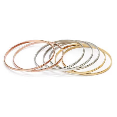 Steeltime Ladies tricolored stainless steel set of 6 bangles bracelets | Target