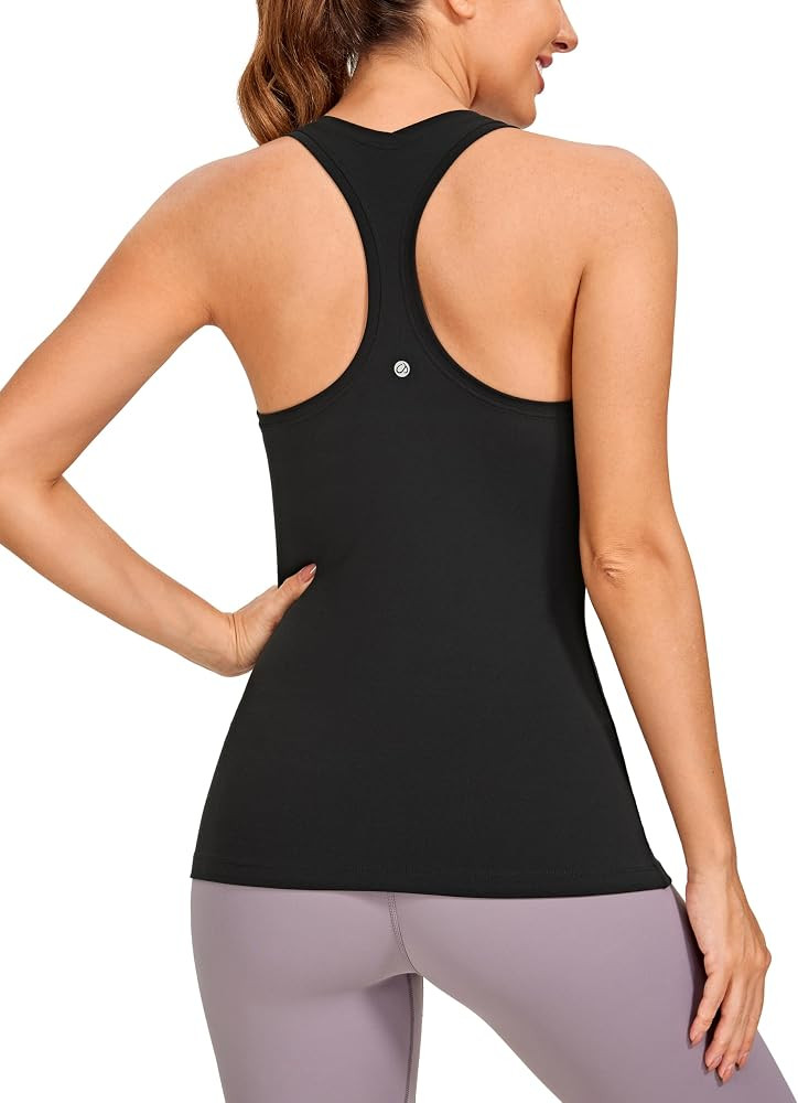 CRZ YOGA Women's Butterluxe Yoga Workout Tank Tops Racerback Sleeveless Camisole Athletic Gym Shi... | Amazon (US)