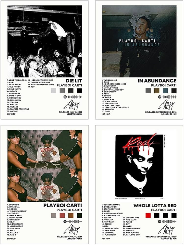 Playboi Poster Carti Album Cover Signed Limited Poster Print Rapper Music Posters Canvas Wall Art... | Amazon (US)