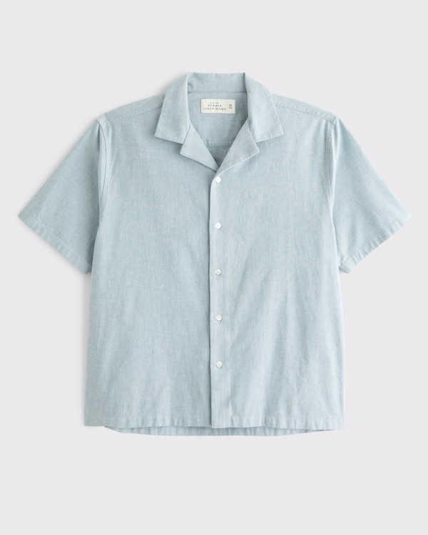 Camp Collar Summer Linen-Blend Shirt | Abercrombie & Fitch (US)