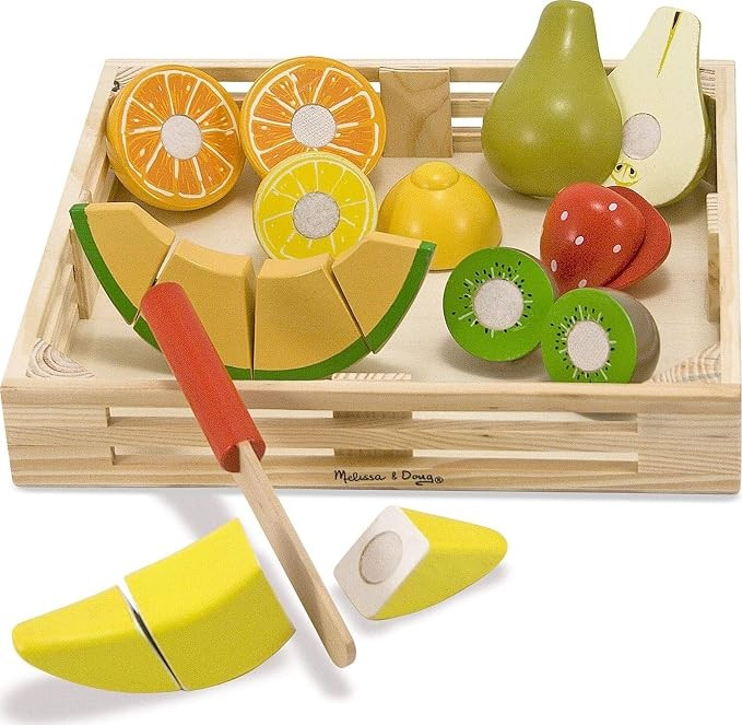 Melissa & Doug Wooden Cutting Fruit Toy Food Set & Pretend Play Kitchen Accessories, Preschool Le... | Amazon (US)
