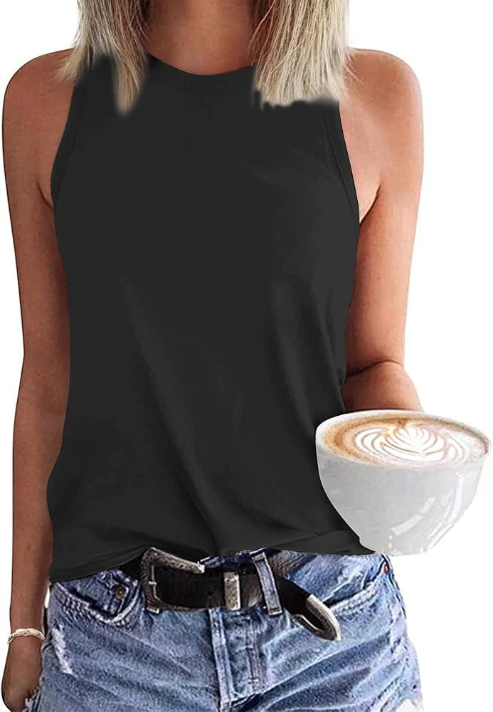 WNEEDU Womens Summer Tank Tops Sleeveless Crewneck Loose Fit Basic Cami 2026 New Casual Shirt Bla... | Amazon (CA)
