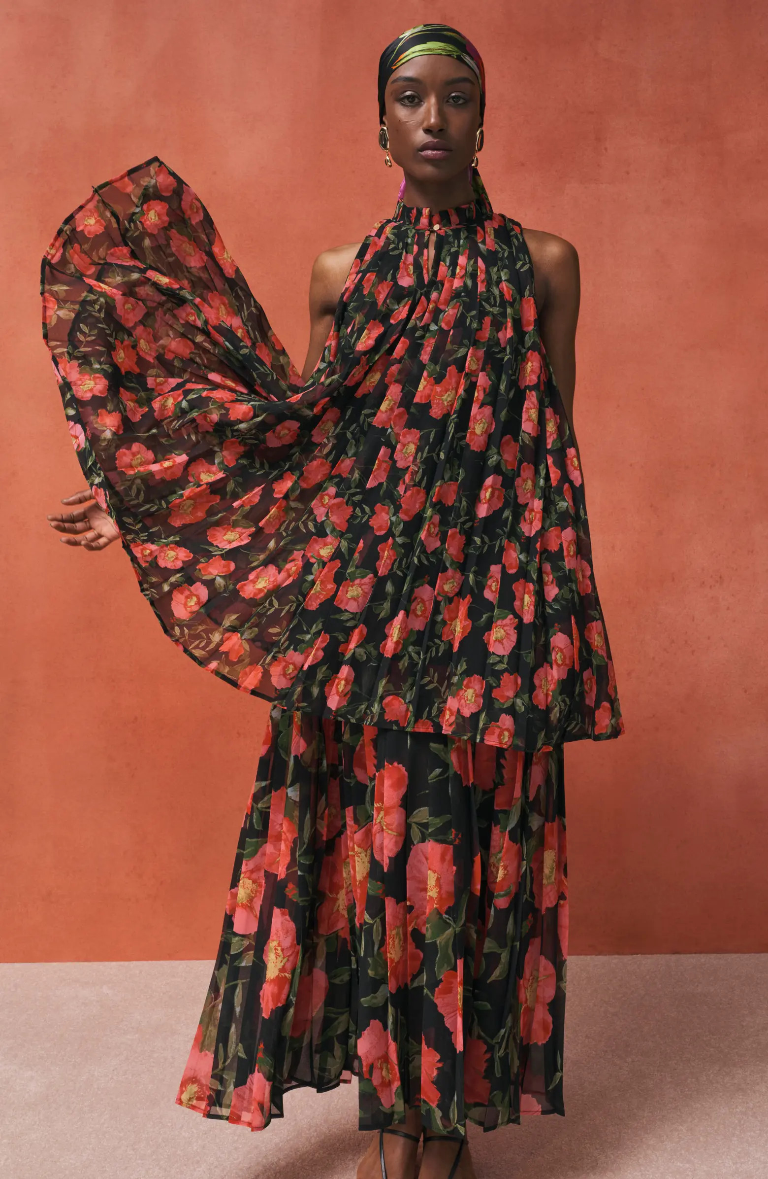 Nordstrom x Harlem's Fashion Row Harbison Floral Long Sleeve Pleat Maxi Dress | Nordstrom | Nordstrom