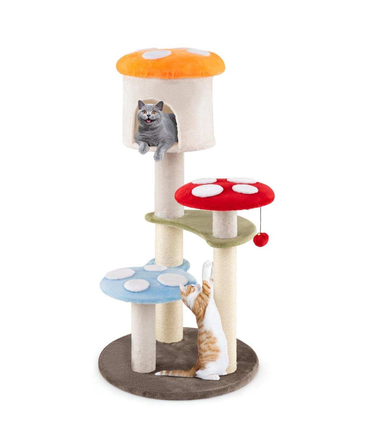 Cute Mushroom Cat Tree with Sisal Scratching Posts Top Condo and Padded Platforms - Colorful | Macy's